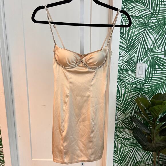 Oh Polly Champagne Underwire Corset Dress with Rhinestone Trim size 0 - Picture 2 of 9